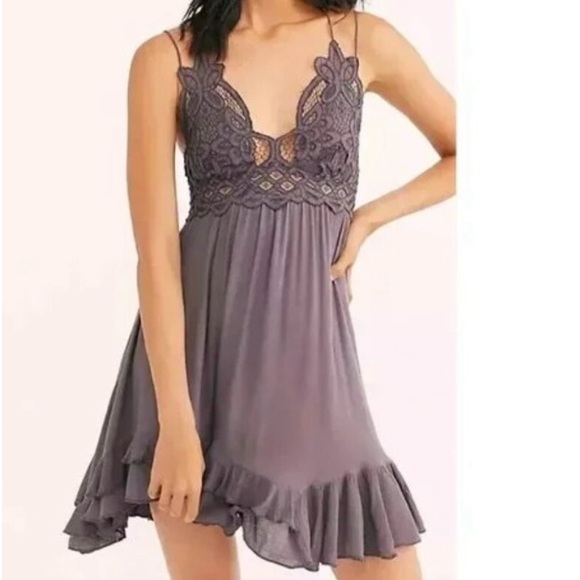 NWT Free People FP One "Adella" Slip Crochet Lace Mini Dress Tiered size small - Picture 3 of 6